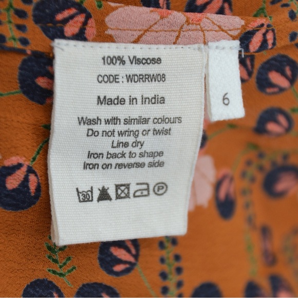 TOAST Sprig Easy Midi Dress Floral Print in Amber Multi Brown Women's 6 - Picture 5 of 6